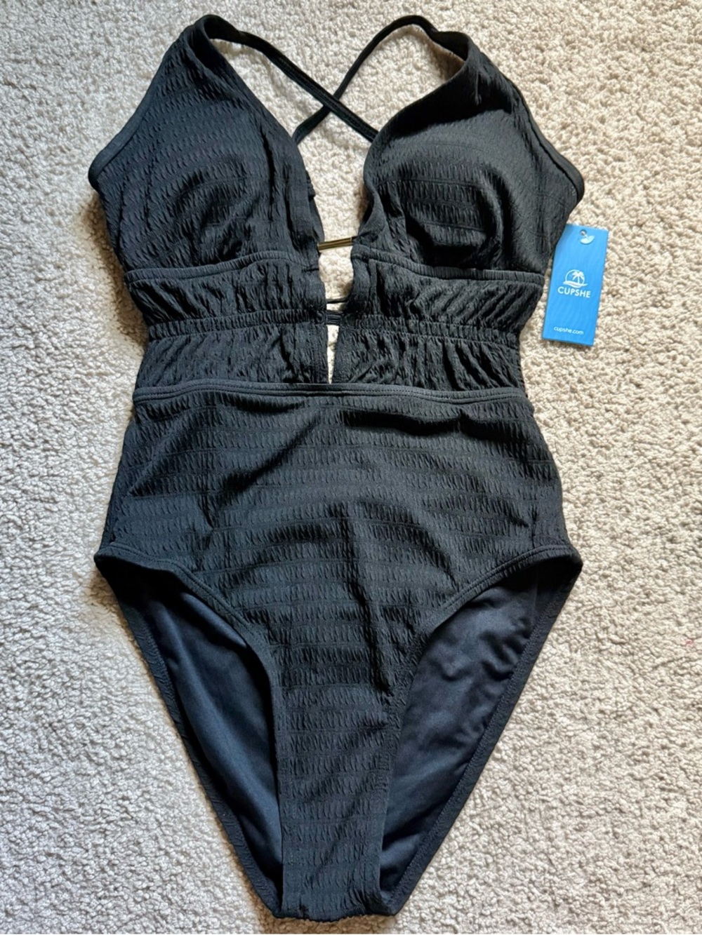 NWT CUPSHE black one piece swimsuit Small
